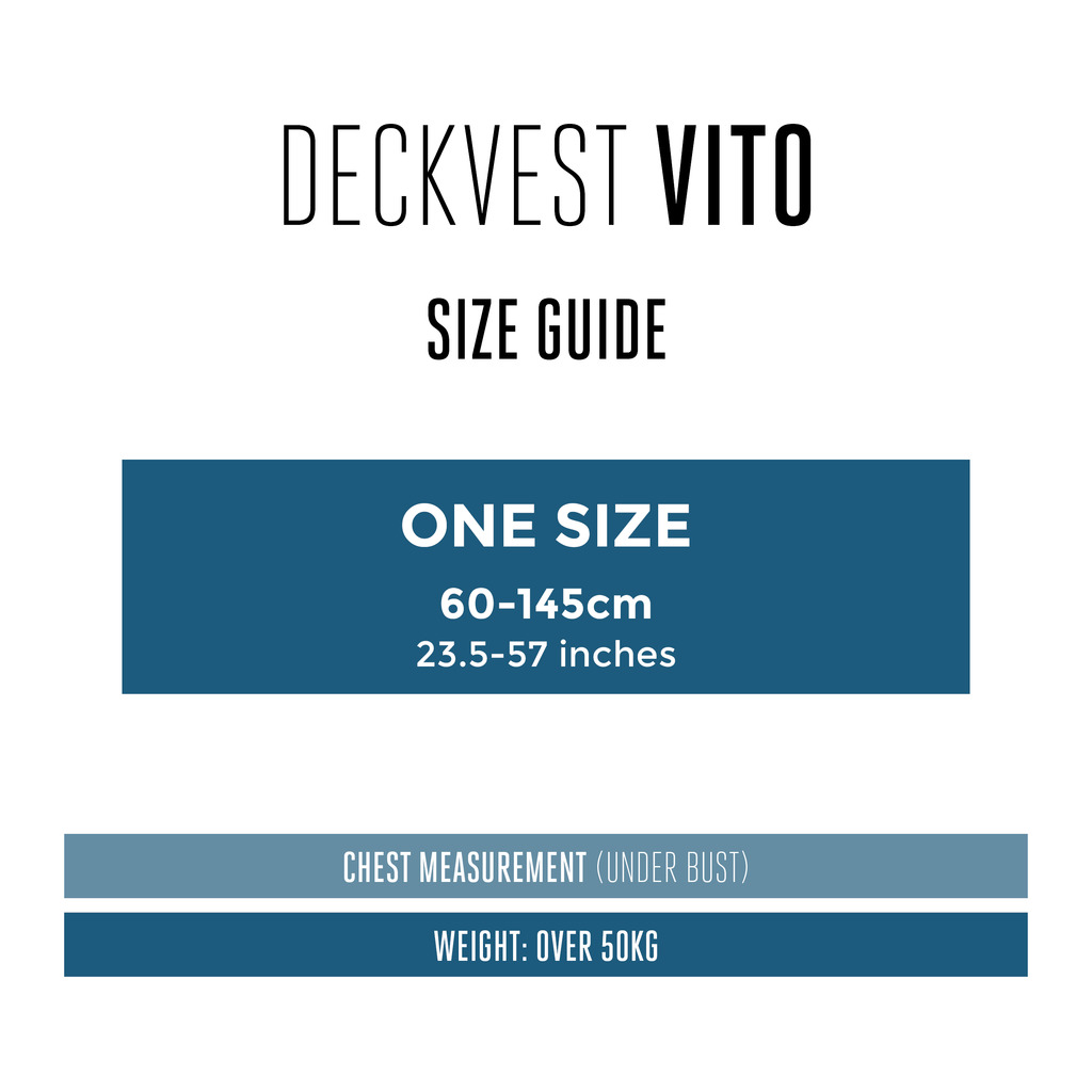 Spinlock Deckvest VITO Sizeguide 0 Matentabel